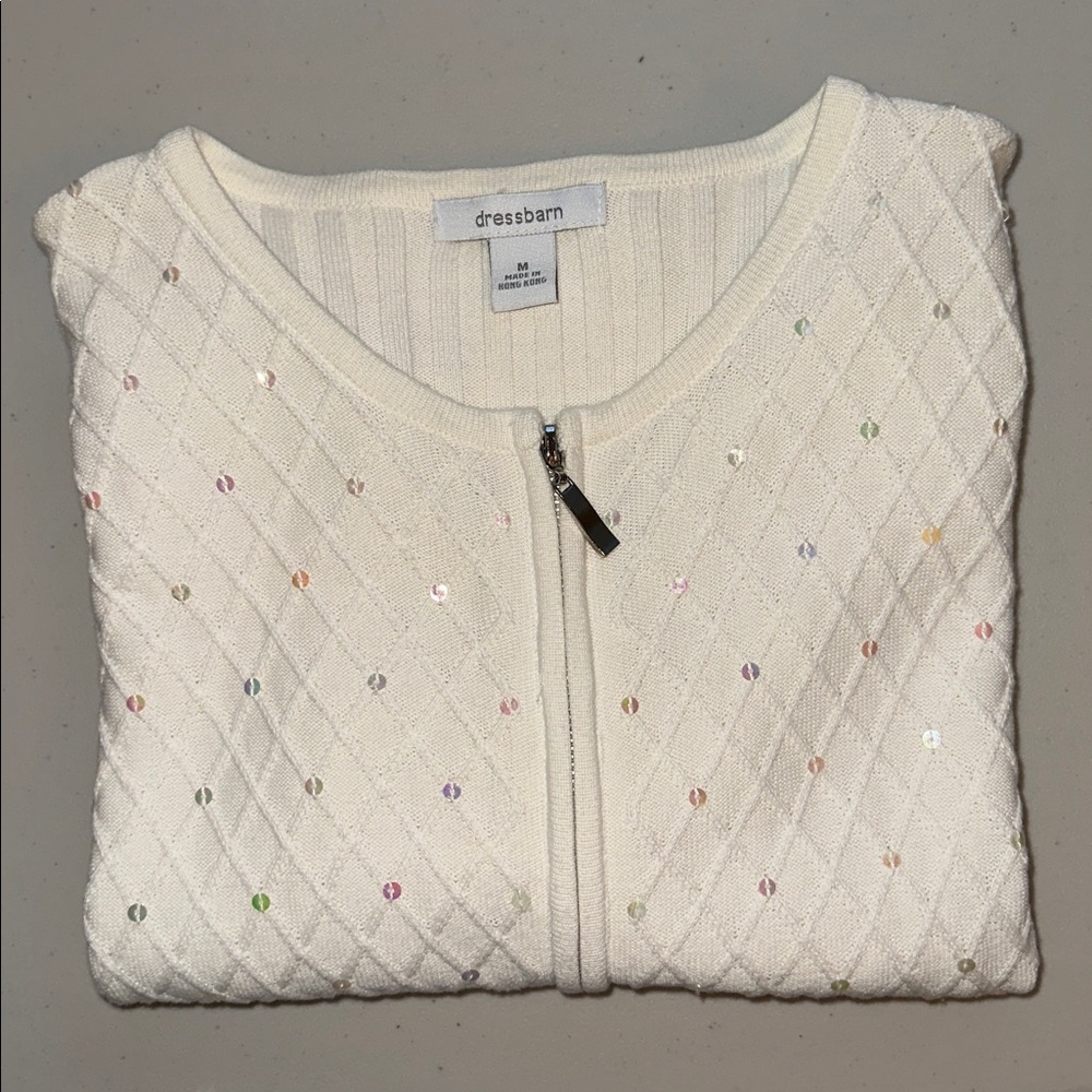 Dressbarn Ivory Knit Cardigan Size Medium. - Picture 13 of 13